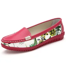 New Pointed Toe Print Women Flats Genuine Leather Casual Shoes Woman Candy Color Flat Shoes Comfortable Women’s Shoes WSH1113