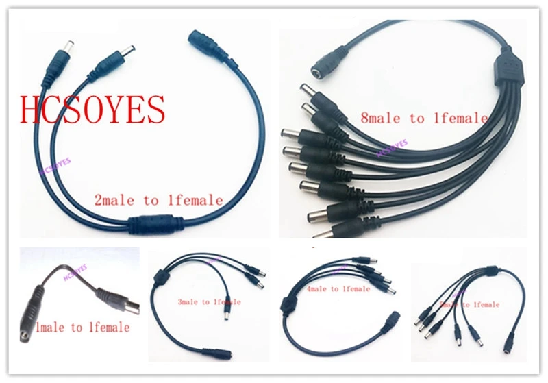  DC Power 1 Female to 2 3 4 5 6 8 Male Way Splitter Adapter Connector Plug Cable 5.5mm*2.1mm 12V For - 32394846561