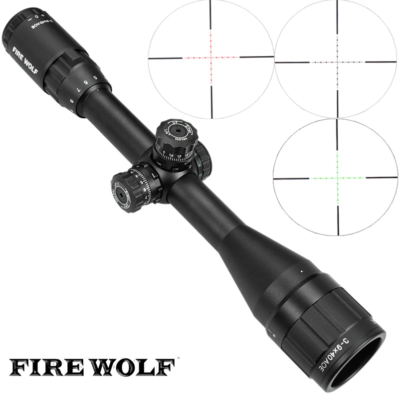 FIRE WOLF Silver 3-9x40AOE Riflescopes Rifle Scope Hunting Scope W/ Mounts