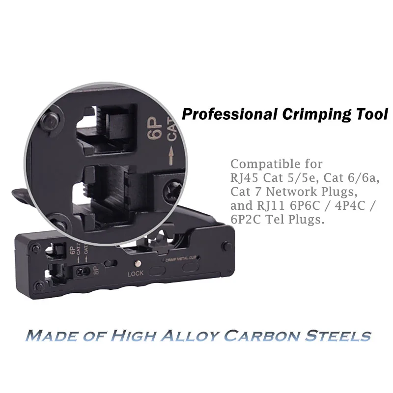 1 компл. Высокое качество сети Телеком обжимной инструмент для RJ45 RJ11 Cat7 Cat6A Cat5 Модульные вилки металлические плоскогубцы щипцы комбо комплект
