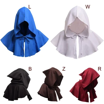 

Hooded Cloak Cosplay Halloween Costumes Retro Hat Peasant Hood Robin Monks Hood Style Mantle Cowl Hat Renaissance Accessory Bow