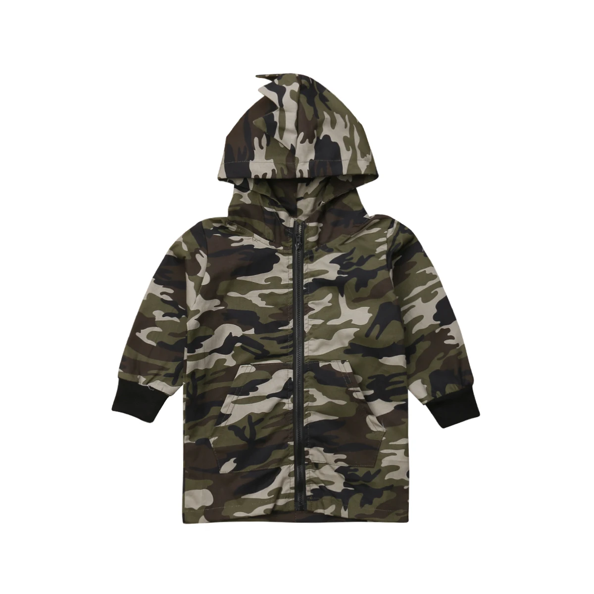 Pudcoco Toddler Kid Baby Boy Camouflage Dinosaur Zipper Coat Top Hooded