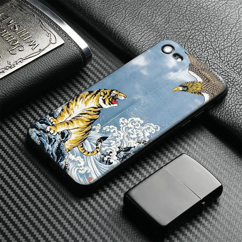 

Japanese Ukiyo e tiger eagle Painting Tpu Soft Silicone Phone Case Cover Shell For Apple IPhone 5 5s SE 6 6s 7 8 Plus X 10