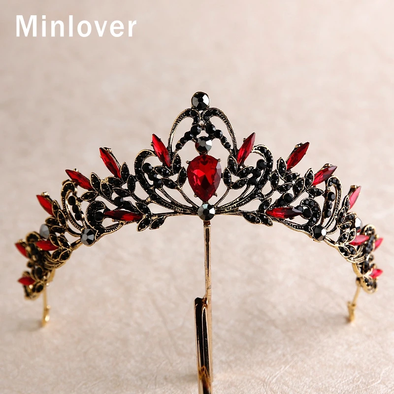 Женские винтажные красные хрустальные короны в стиле барокко и диадема Minlover