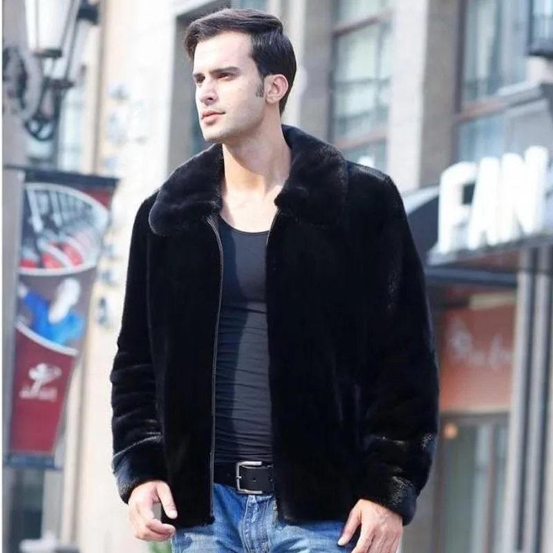 

2017 Winter Men's Fashion Faux Rabbit Fur Coat With a Hood Jackets Parka Coat Windbreaker Plue Size S M L XXL XXXL 4XL Fur Coat