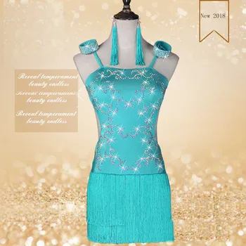 

2018 New Latin Dance Dress Girl Competition Rose Black Tassel Latin Dance Skirts Children Performance Dresses Costume M1031