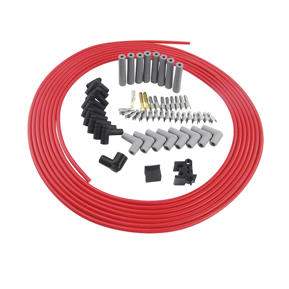 Pqy-черный 10 м/компл. провода свечей зажигания спирали Core 8,5 мм красный для Chrysler Hemi про запас для Ford Dodge комплект PQY-SSC01