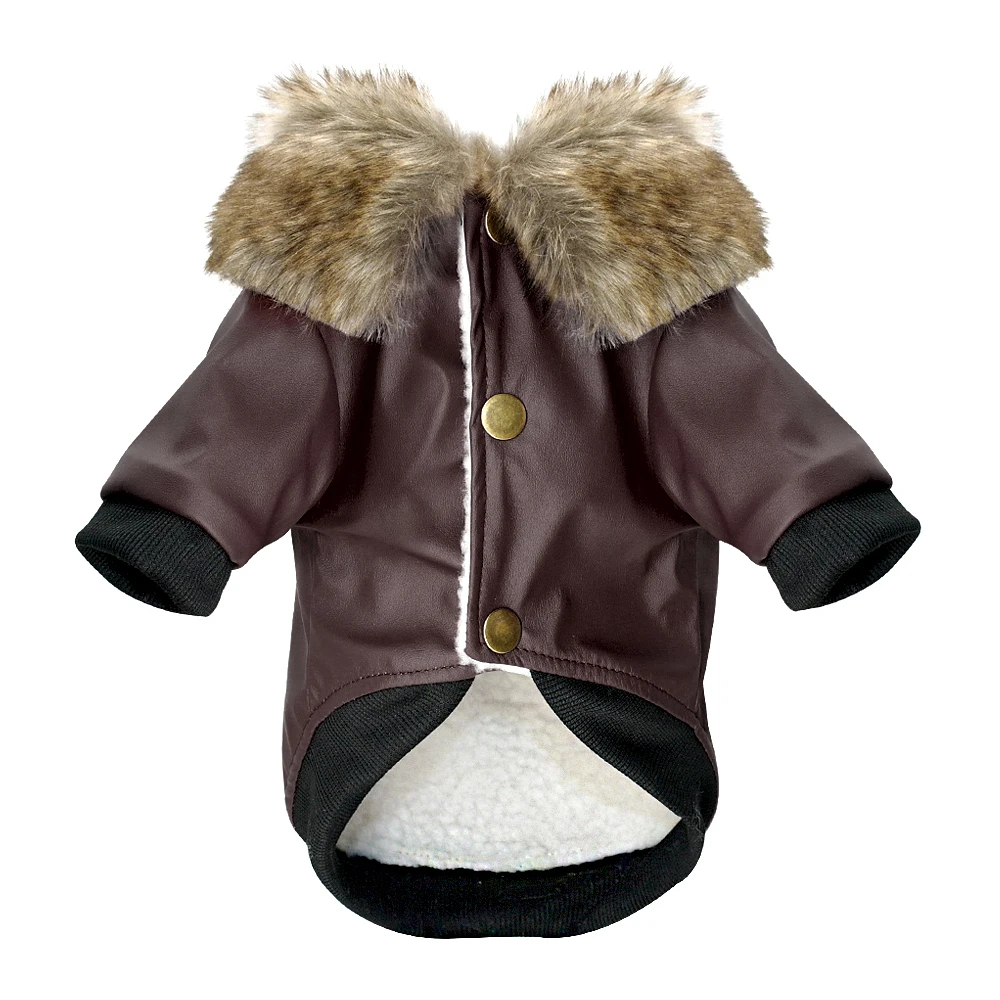 price reduction  Waterproof Dog Clothes Leather Coat Winter Dog Jacket Coat For Small Dogs Pets Pug French Bulldog S