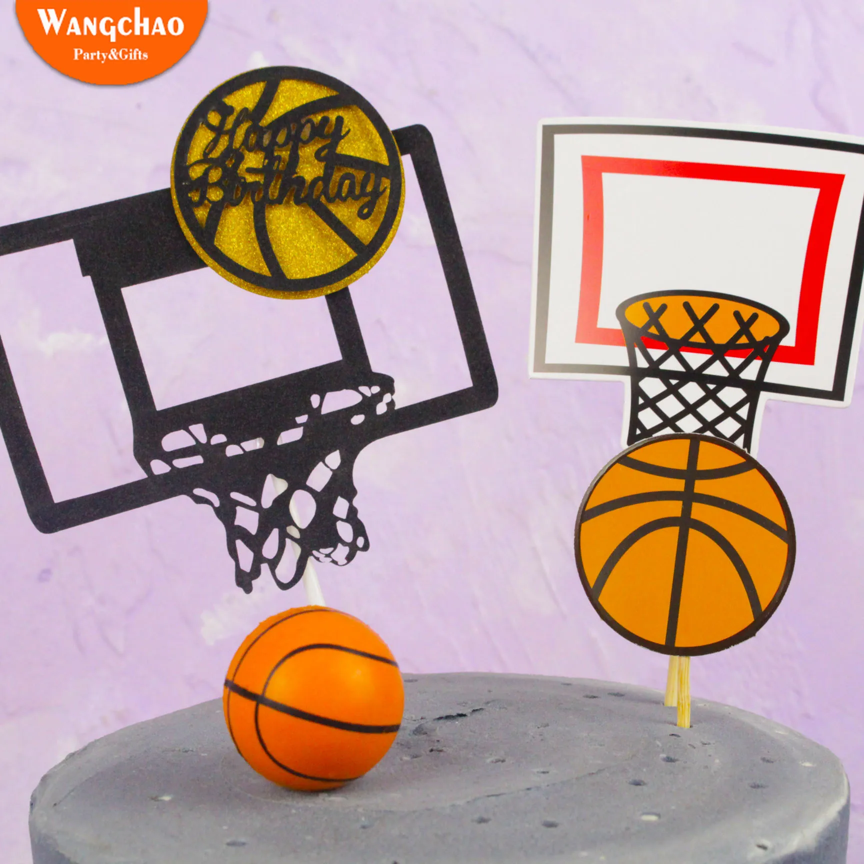 10pcs Lot Mini Basketball Theme Cake Topper Boy Happy Birthday