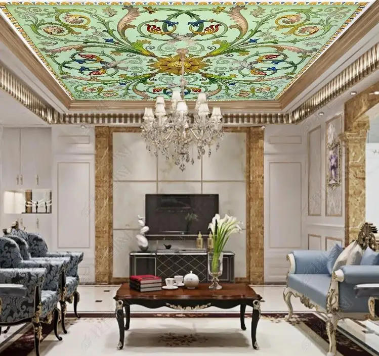 3d Foto De Techo Papel Tapiz 3d Diseno Vintage Pintura De Pared