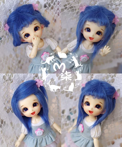 4/"-5/"12cm BJD fabric fur wig water pink For AE PukiFee Bjd 1//12Doll Antiskid wig