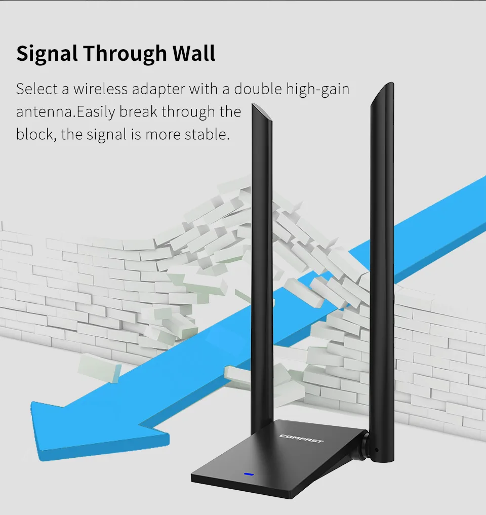 Высокая мощность беспроводной WiFi USB адаптер 150 м-1300 м двойная антенна USB WiFi сетевая карта двухдиапазонный WiFi приемник адаптер WiFi