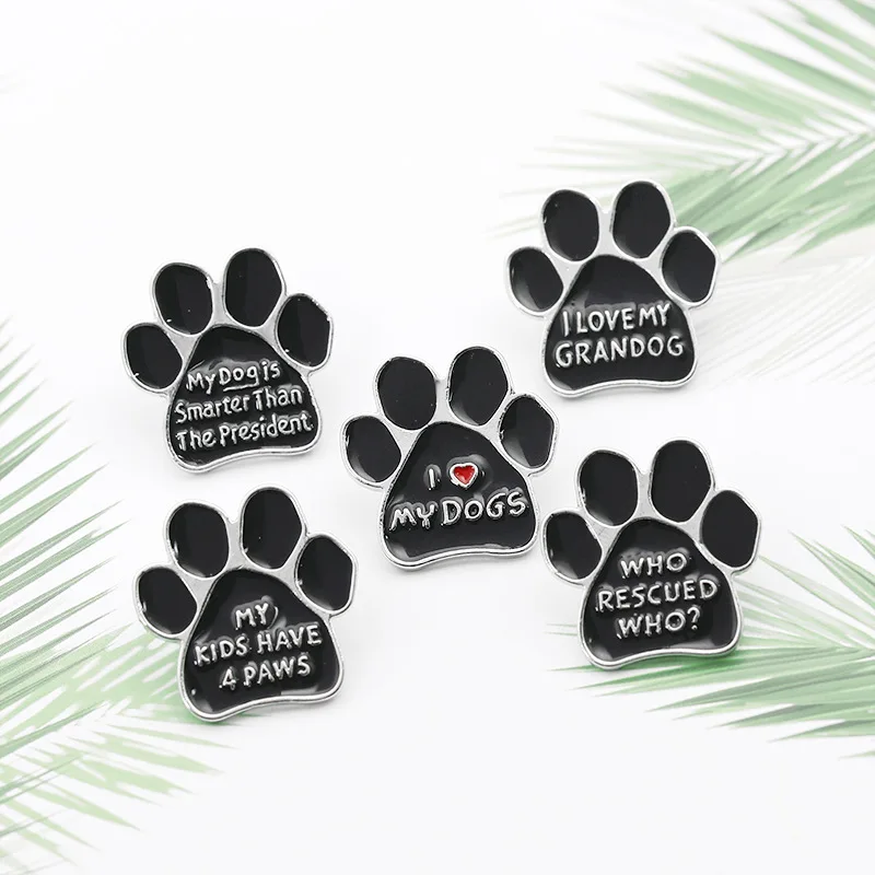

5 Pin Cartoon Love Dog Claw Brooches for Women Taste WHO RESCUED WHObadge Enamel Pins Denim Jackets Backpack Jewelry Gift