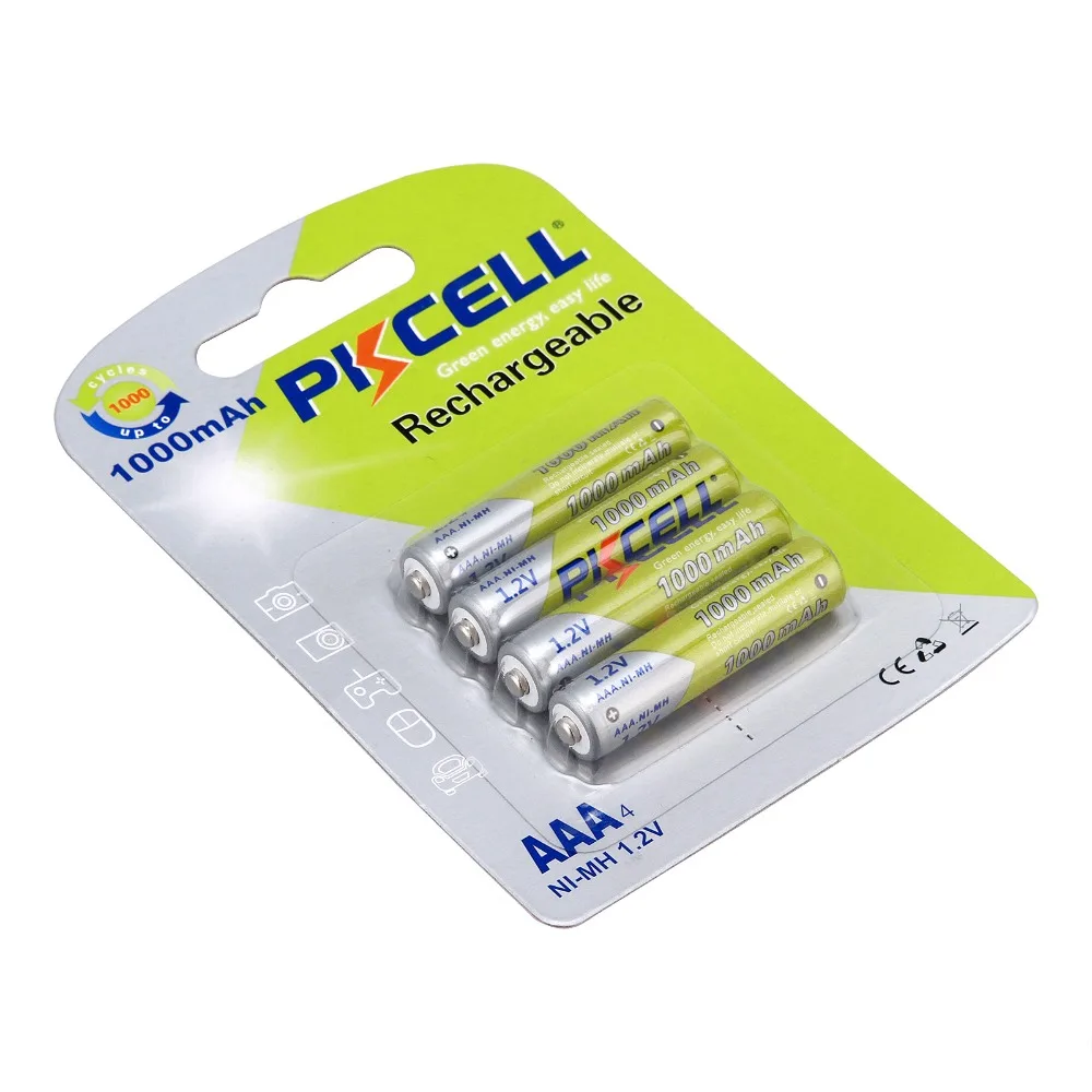 

4pcs/card PKCELL 1.2V Ni-MH Batteries AAA 1000mAh Rechargeable Battery