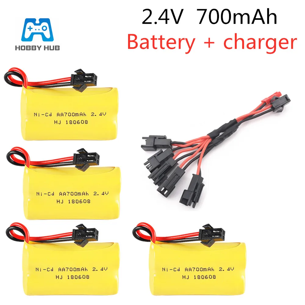 

Hobby Hub 2.4V 700mah AA nicd Rechargeable Battery with 5in1 cable for RC Car boat truck Electric toy 2.4 v 700 mah AA battery