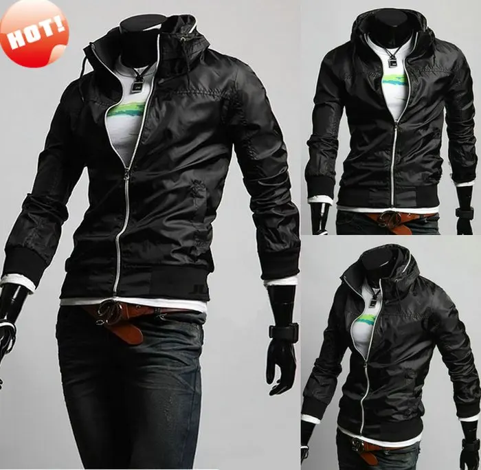 NEW Mens Slim Fit Hoodies Hooded Windbreaker Jacket Blazer