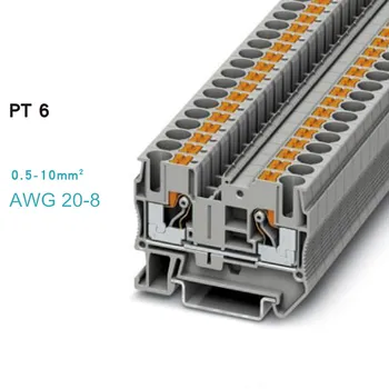 

10pcs Phoenix Type Fast Wiring Arrangement Connector PT6 Din Rail Combined Push In Spring Screwless Terminal Block pt-6