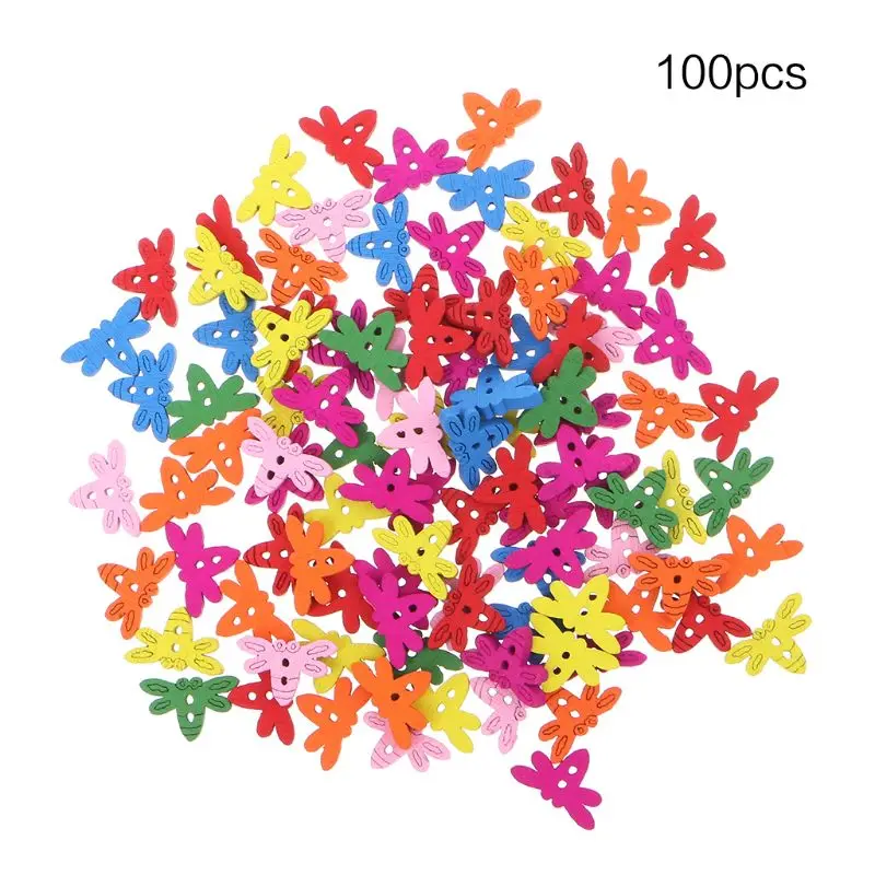 

100pcs Diy Dragonfly Wooden Buttons For Craft Sewing Scrapbooking Decorative Accessories