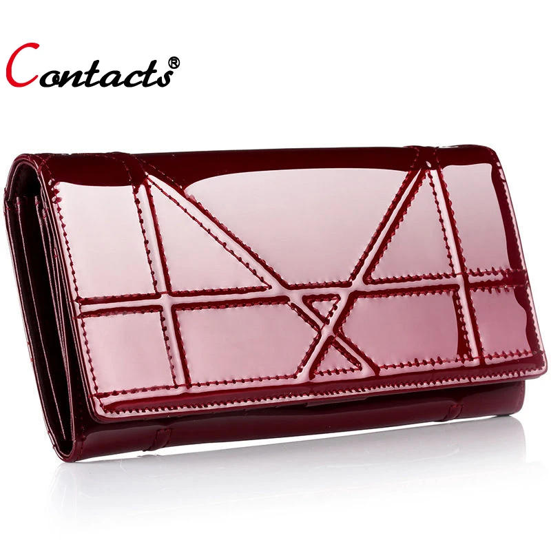 CONTACT S Women wallets and purse plaid genuine leather wallet female clutch bag phone coin purse