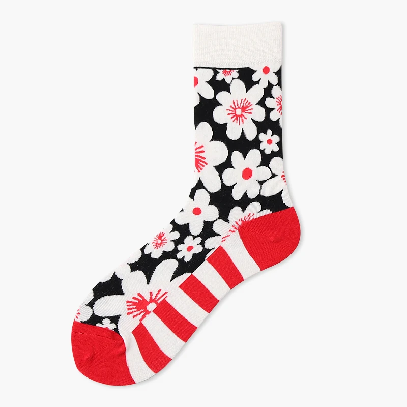 Счастливые носки Британский ветер геометрический хит цвет личности забавные женские мужские носки унисекс хлопковые короткие удобные носки женские - Цвет: socks 2