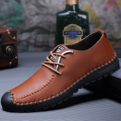 Модель года; стиль супер дышащие Для мужчин повседневная обувь Пояса из натуральной кожи Кружево до изысканный мастерство обувь для вождения для мужчин C236 15 - Цвет: brown