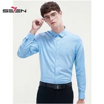 

Seven7 Men Fashion Casual Long Sleeved shirt Slim Fit Male Social Business Dress Shirt Men Clothing Soft Comfortable 116A30080