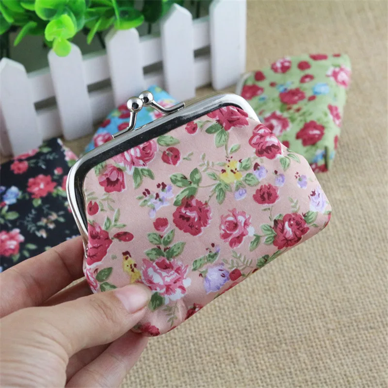 Mini Rose Printing Girls Coin Purses Women Zero Wallet Small Change Purse Hasp Coin Money Key Bag Wallet Wedding Candy Gift Bag coin purses the movie aladdin and the magic lamp zero wallet metrosexual fashionista out coin purse bag lqb1046
