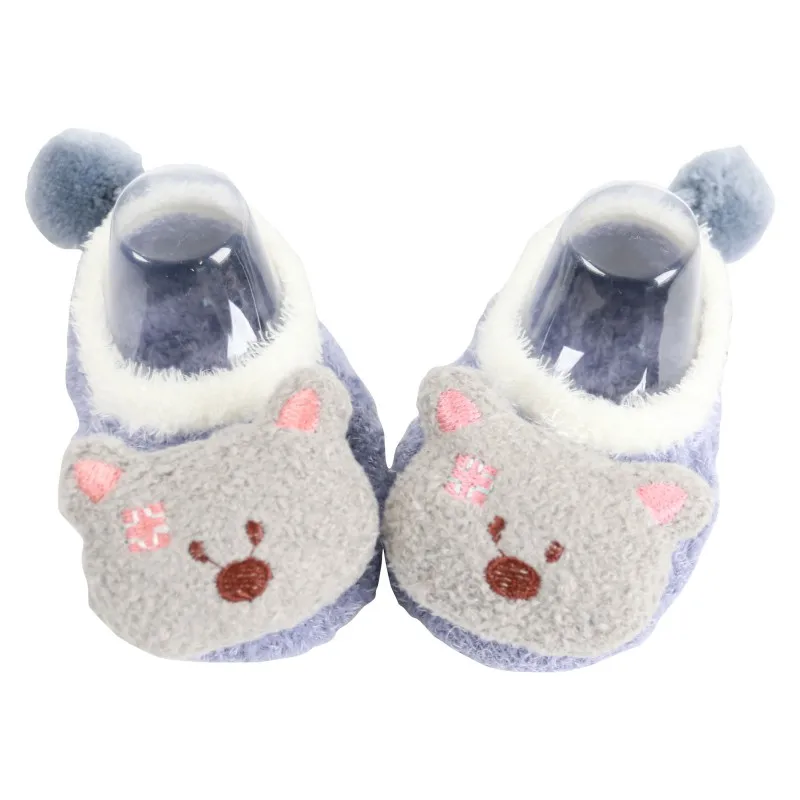 Детские носки-тапочки с буквенным принтом; хлопковые зимние носки для мальчиков и девочек; теплые детские носки с животным узором - Цвет: XL1876H