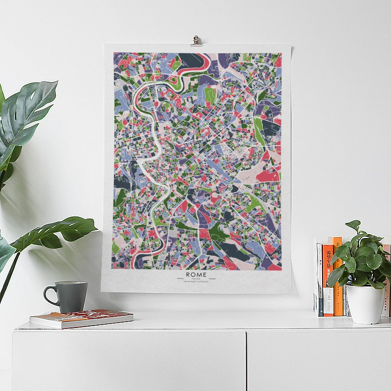 

Rome city map poster black and white world map prints for Italy wall art canvas decor picture for Nordic style living room gift