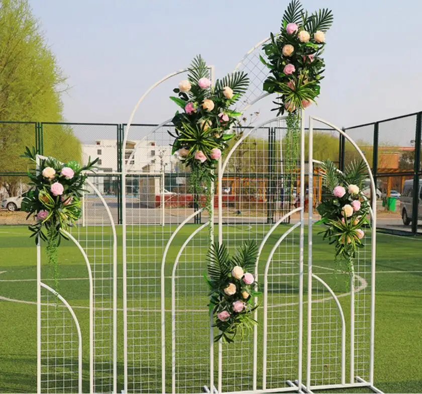 New wedding stage background grid screen door wedding welcome area layout new wedding iron props