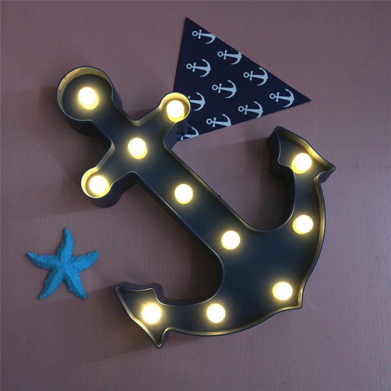 

Cool Anchor Shape Children's LED Night Light Dark Blue Pirate Sailor LED Lamp bedroom Decoration Switch Cosplay kids night light