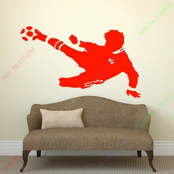 

POOMOO Wall Decals New Wall Sticker Vinyl Decal Sports Fan Soccer Ball Boys Room Art 22inX35in