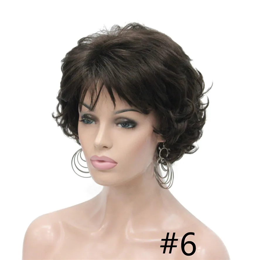 StrongBeauty женский короткий парик темно-коричневый/серебристый натуральный кудрявый парик синтетические парики