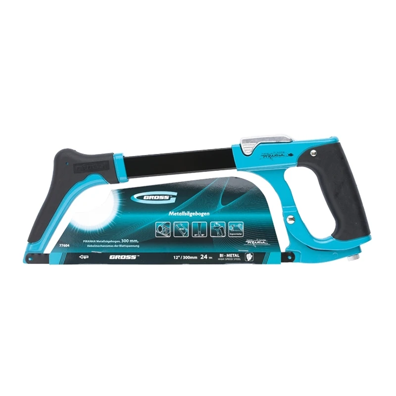 Ножовка по металлу GROSS 77604 (Длина 300 мм, стальная, размер зубьев 24 TPI, вес 0,86 кг)