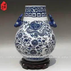 Цзиндэчжэнь керамика / синий и белый вазы / уши ваза / синий и белый фарфор ствола благословение / предметы интерьера