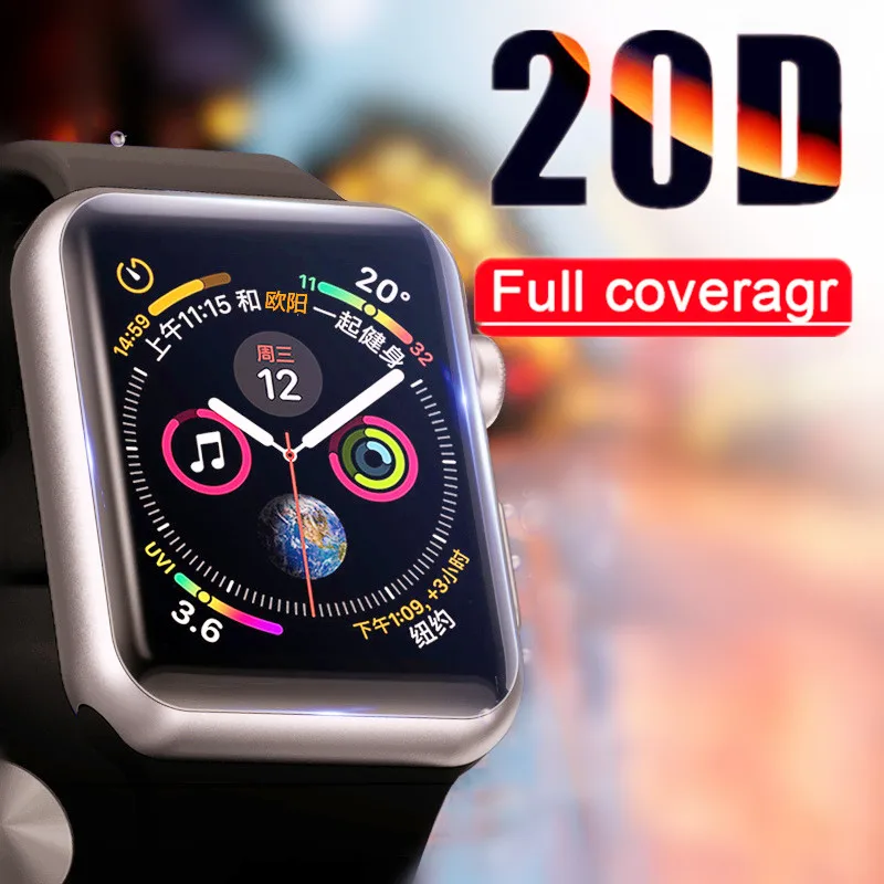 

20D Curved Full Cover Tempered Glass For Appple Watch 1 2 3 4 Screen Protector For Iwatch 38 40 42 44mm Protective Glass Film
