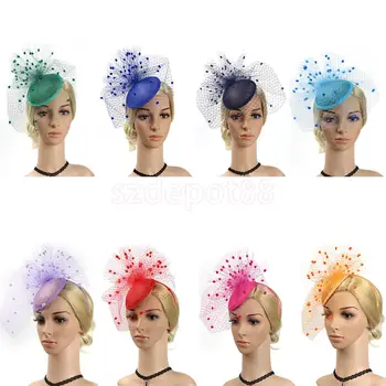 

Vintage Charleston Party Fluffy Balls Ladies Top Hat Headband 1920s Gatsby Wedding Bridal Ascot Race Fancy Dress