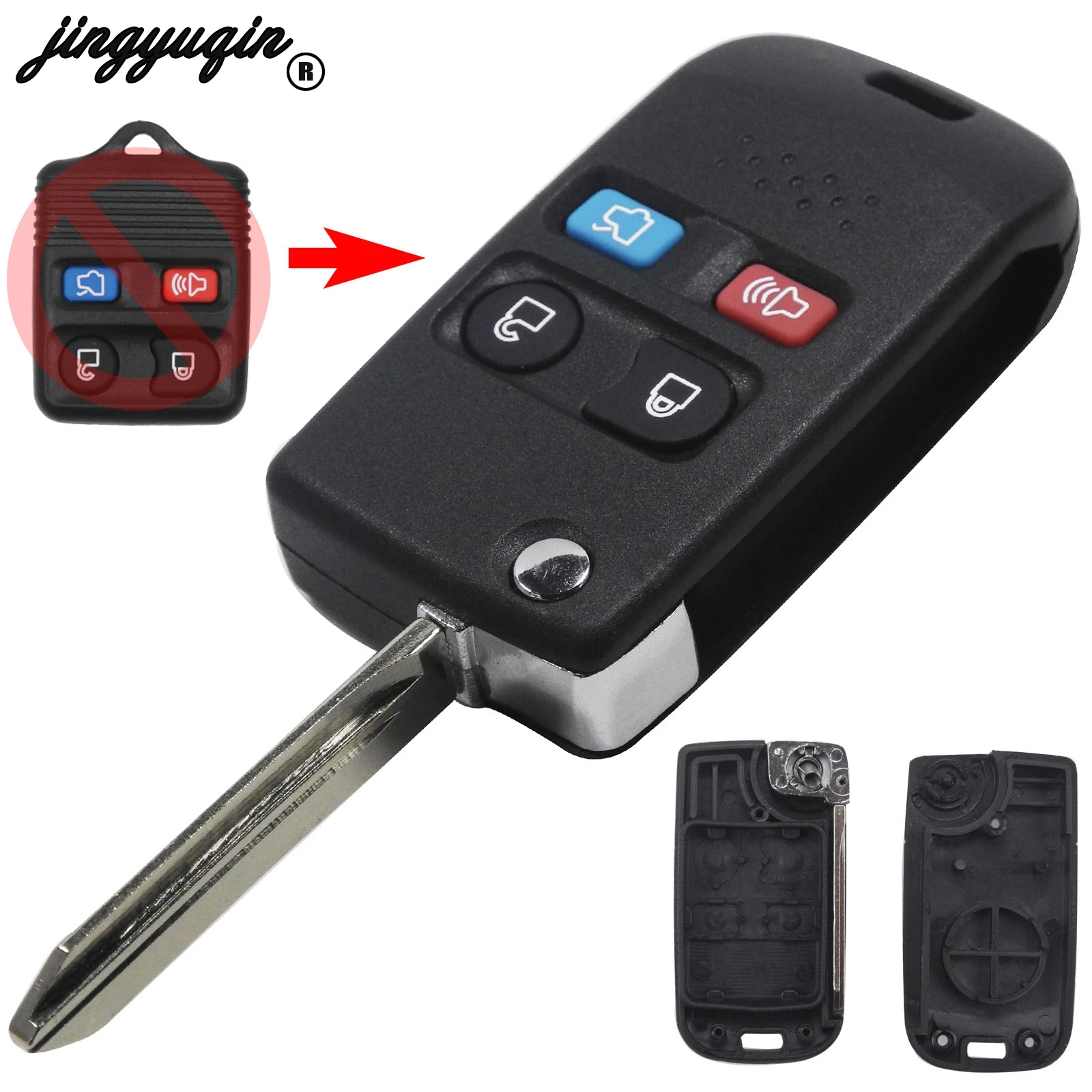 

4 Buttons Modified Remote Flip Folding Fob Car Key Shell Cover Case For Ford Crown Victoria Escape Expedition Explorer Sport