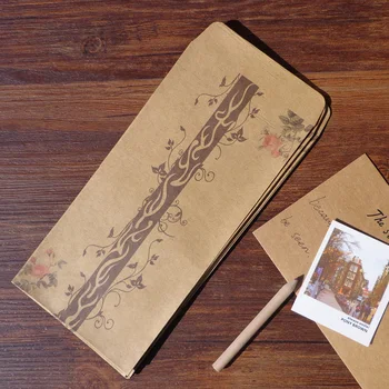 

50pcs Retro Style Beautiful Romantic Floral Design Kraft Envelope Kraft Vintage Party Gift Paper Bags