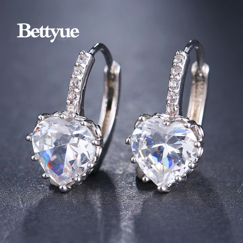 

Bettyue Brand Fashion Cute Wholesale High Quality Zircon Multicolor Elegant Hearts Shape Jewelry Earrings For Woman Party Gifts