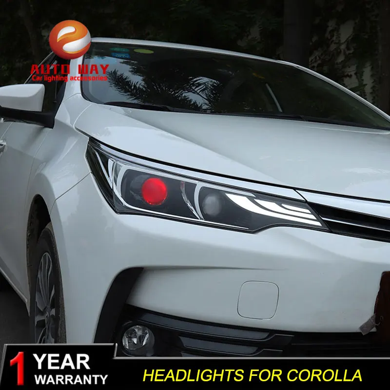 Автомобильный Стильный чехол для фары Toyota Corolla- светодиодный фонарь DRL двойной луч Биксеноновые автомобильные аксессуары