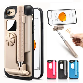 

For iPhone 7 Case with Bluetooth Selfie Stick Phone Case for iPhone 7 7plus Case Coque mirror coque for iPhone 7 Plus Cover