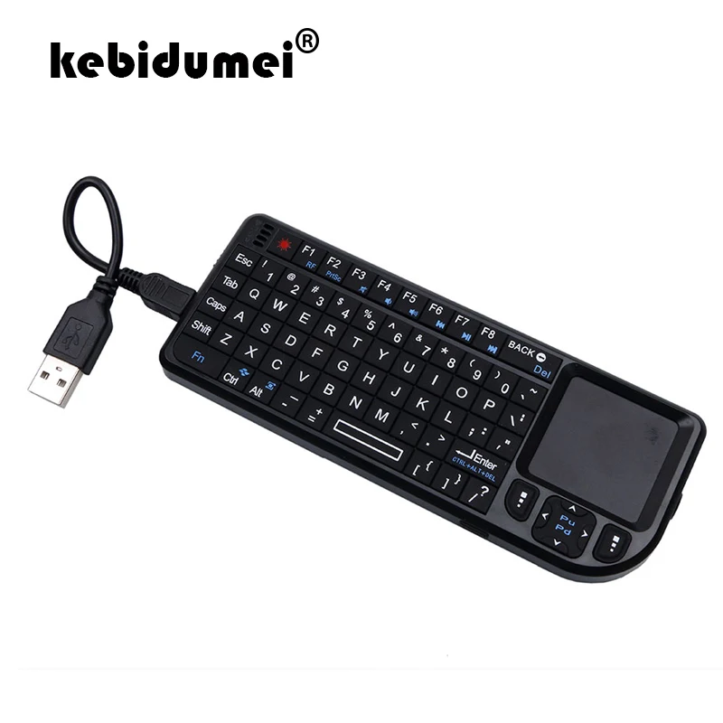 

kebidumei 2.4G RF 3 in 1 mini Handheld Qwerty mini wireless Keyboard with Touchpad Mouse For PC Notebook Smart TV Black