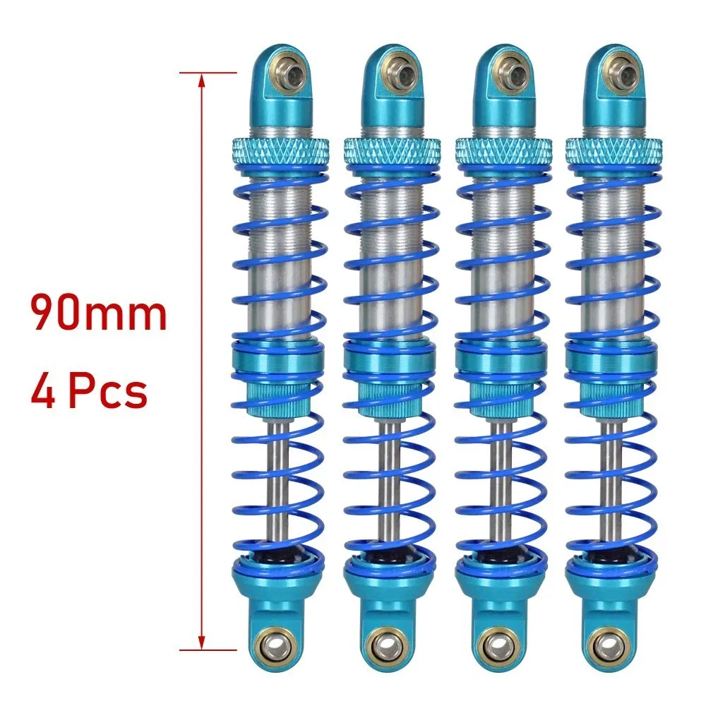 Масляный Регулируемый 80 мм, 90 мм, 100 мм, 110 мм, 120 мм, металлический амортизатор для 1/10 Rc автомобилей, запчасти для грузовиков, гусеничный осевой Scx10 Trx4 D90 - Цвет: 90mm 4pcs