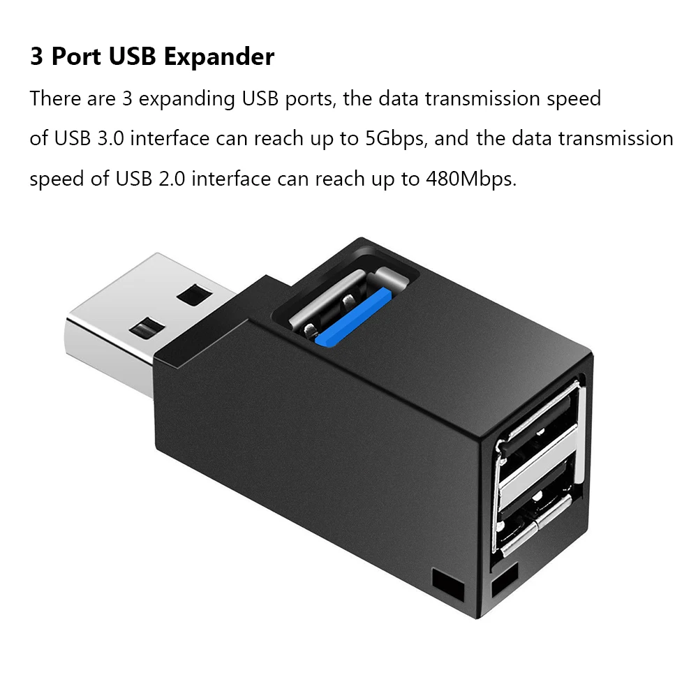 Мини 3 порта USB 3,0 концентратор высокоскоростной передачи данных сплиттер коробка адаптер для ПК ноутбук MacBook Air Pro