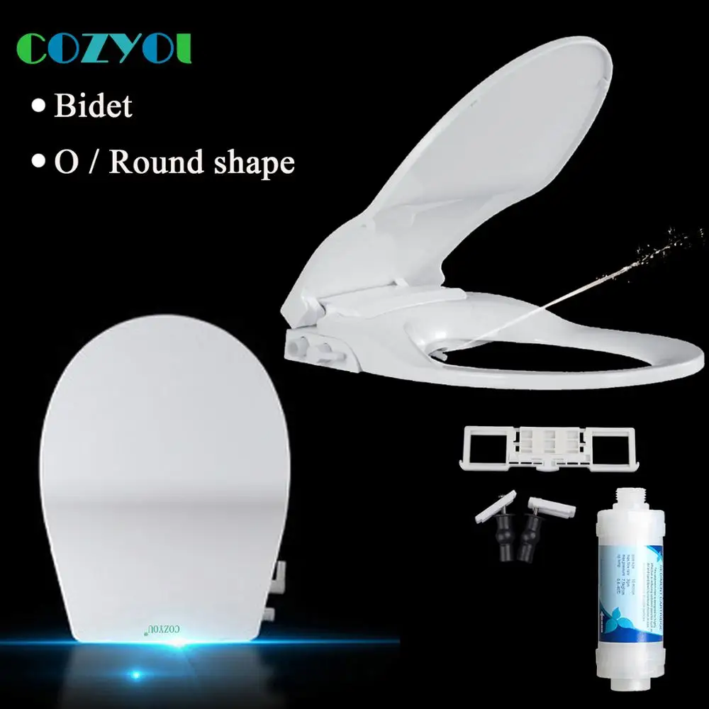 Thicken Elongated Round white PP Bidet slow close Toilet seat cover quick release water spray