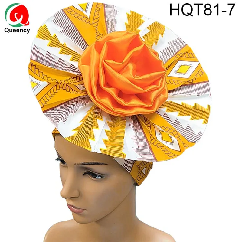 HQT81 DHL-Queency модный Африканский элегантный Авто геле Headtie сатин с Анкарой сделано вечерние и свадьбы - Цвет: HQT81-7