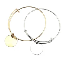 2018 Zinc Alloy Adjustable Wire Round Disc Charm Monogram Personalized Bracelets Bangles for Women Jewelry pulseiras