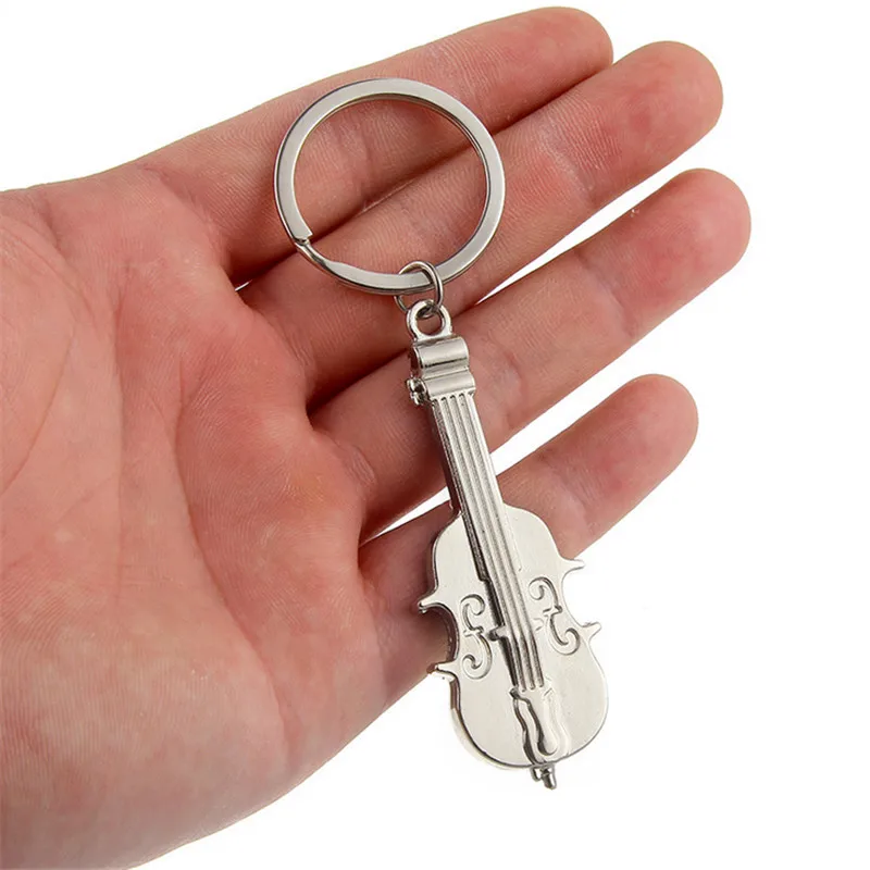 

WWLB Brands Creative Charm Pendant Violin Key Ring Silver Color Musical Note Keychain For Car Metal Music Symbol Key Chains Gift