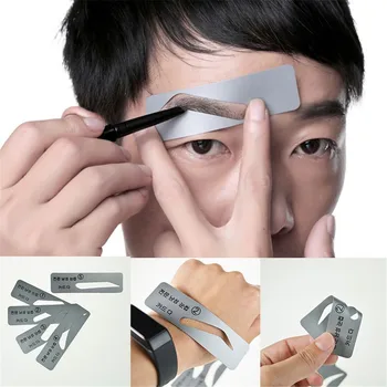 

Men 5 Styles Brow Drawing Guide Eyebrow Template Make Up Tools Grooming Stencil Eyebrow Thrush Card High Quality
